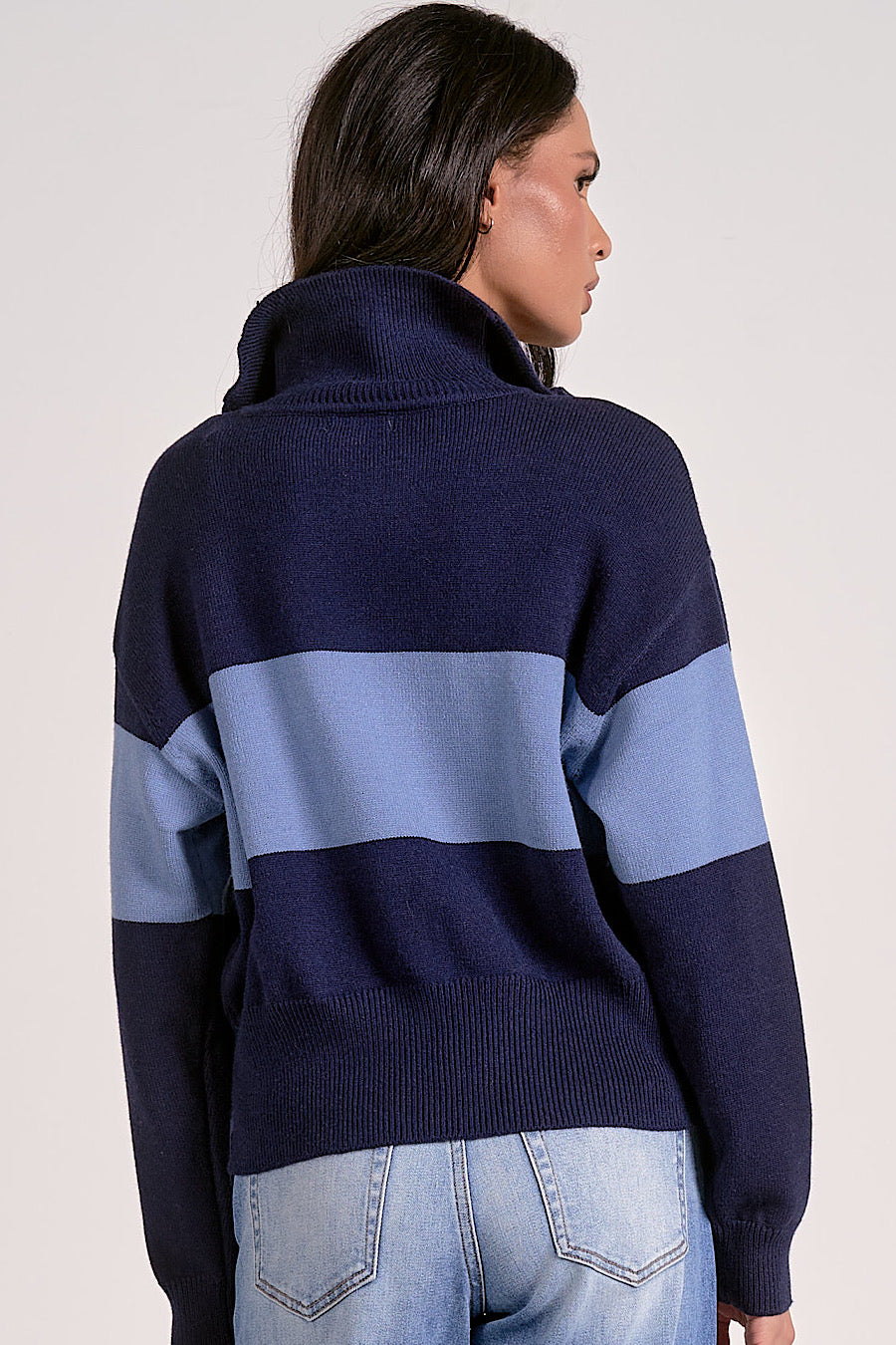 Academy Colorblock Zip Up Collar Sweater
