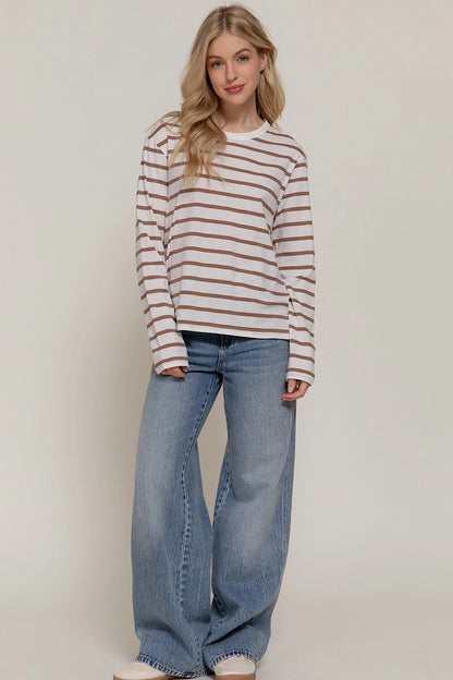 Destiny Calls Striped Long Sleeve Tee Khaki