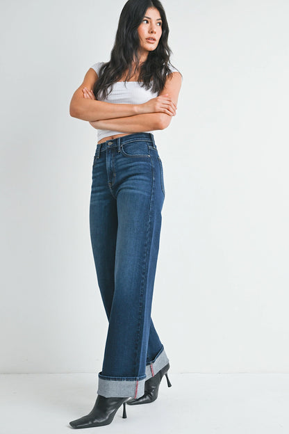 Ashland Cuffed Palazzo Denim Jeans