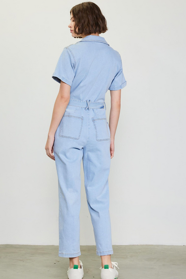Kendall Belted Utility Jumpsuit Chambray