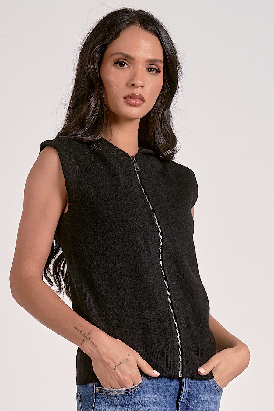 Clean Slate Sleeveless Hooded Vest jacket