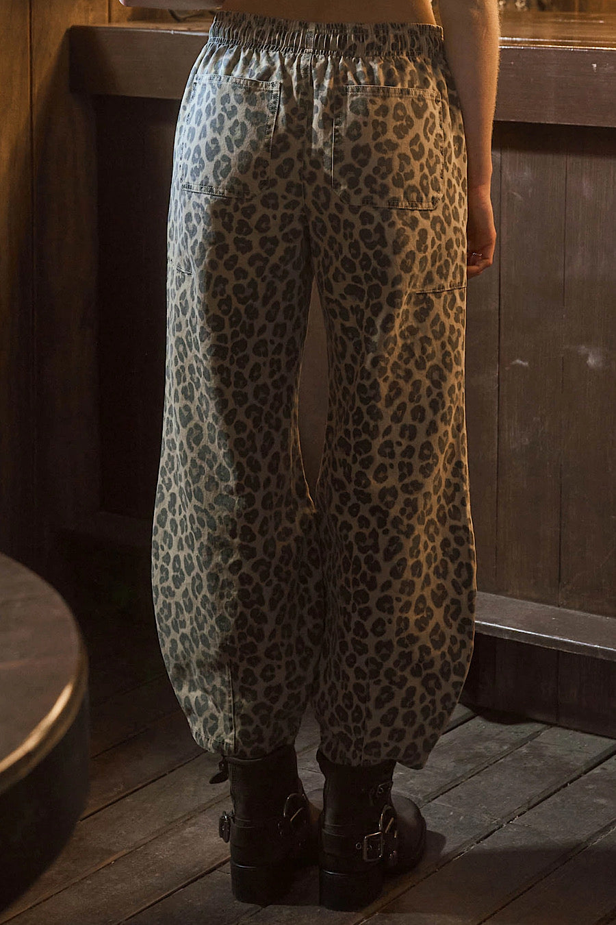 Wild Story Leopard Print Parachute Jogger Pants