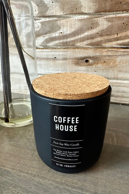 Matte Black Candle in Coffee House, Happy Little Tree or Waffles &amp; Pecans