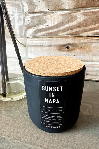 Matte Black Candle in Sunset in Napa