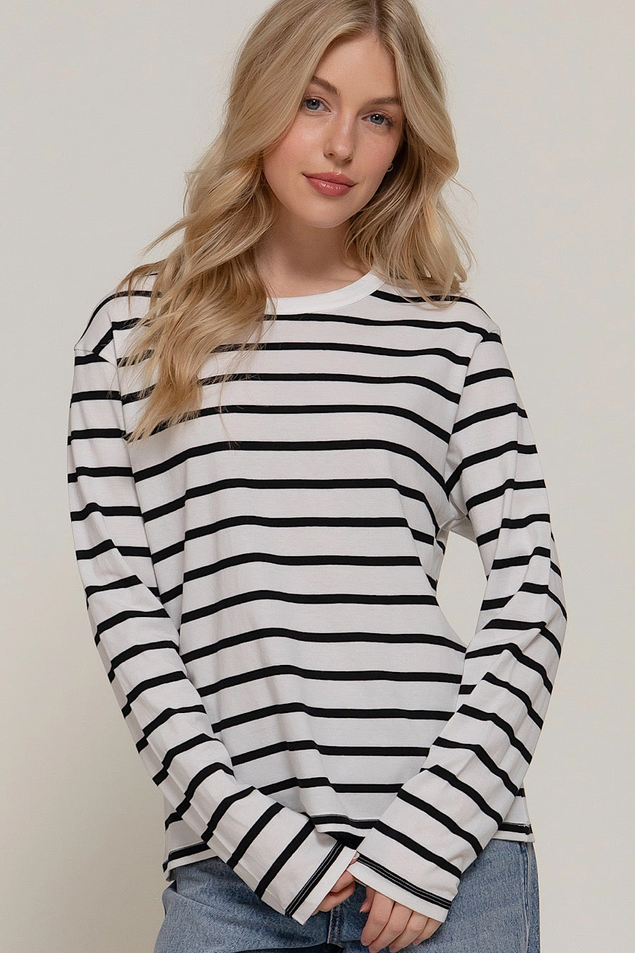 Destiny Calls Striped Long Sleeve Tee Black