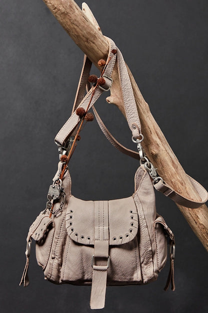 Free People Baby Leigh Distressed Leather Bag Pearl