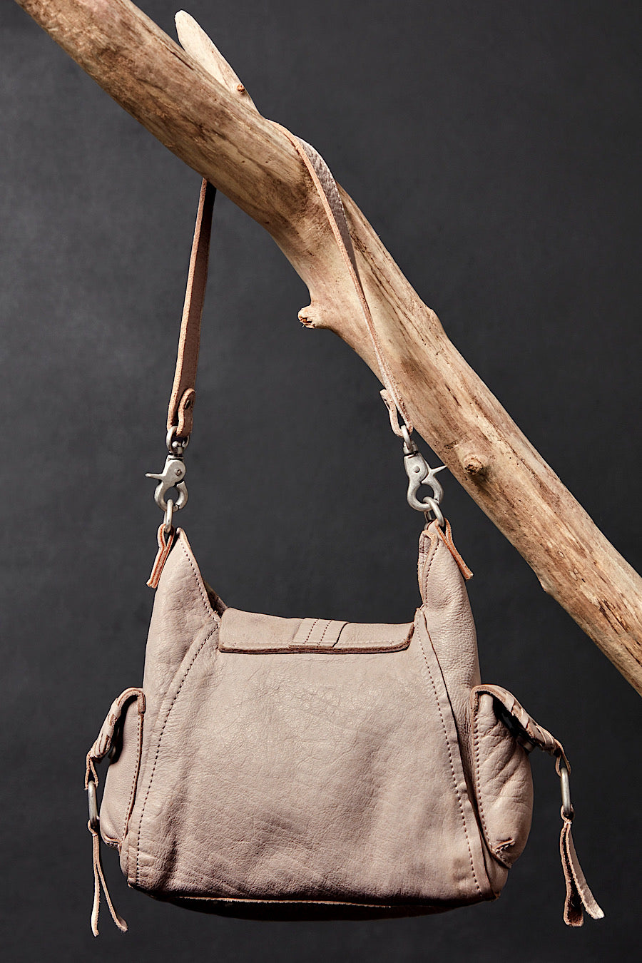 Free People Baby Leigh Distressed Leather Bag Pearl