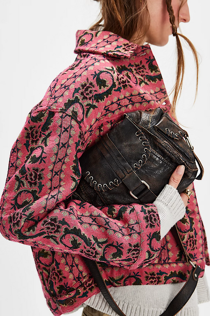 Free People Baby Leigh Distressed Leather Bag Graphite