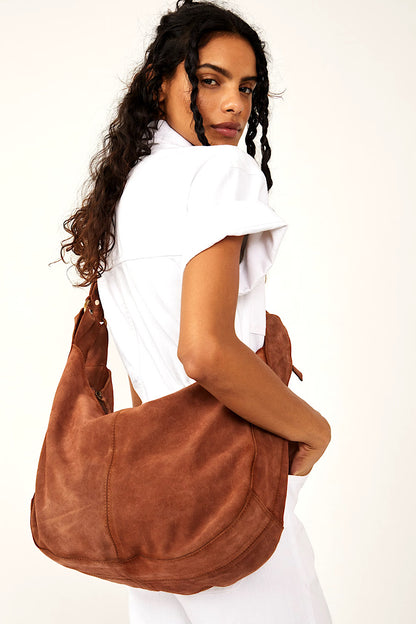 Free People Roma Suede Hobo Bag Rust