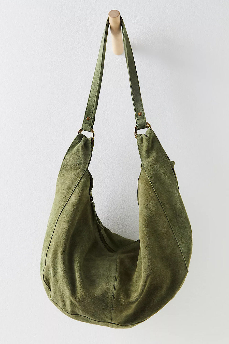 Free People Roma Suede Hobo Bag Olive Moss