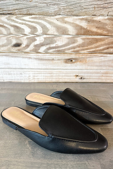 Maya Mule Slide Loafers in Black