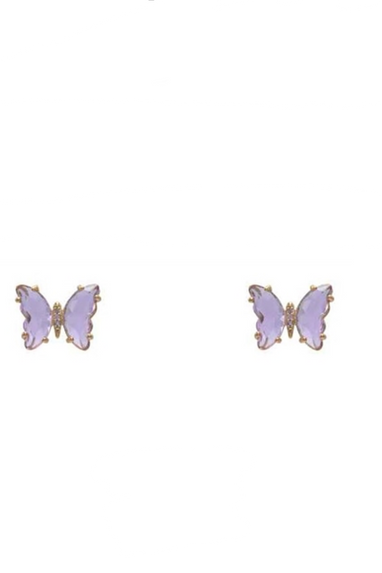 Crystal Butterfly Earrings Lilac