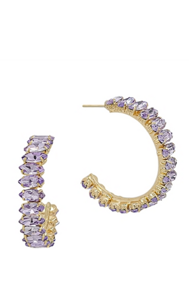 Lilac Crystal Hoop Earrings