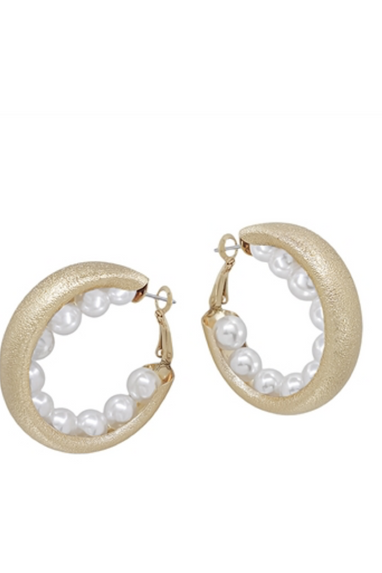 Gold Hoop Earrings with Pearls