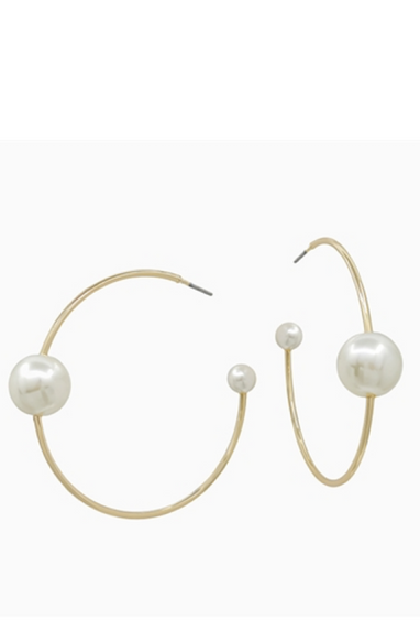Pearl Hoop Earrings Gold