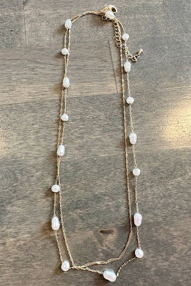 Pearl Beaded Dbl Layered Necklace