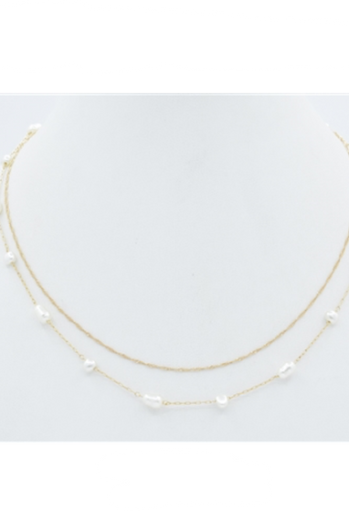Pearl Beaded Dbl Layered Necklace