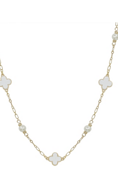 Clover & Pearl Necklace Gold