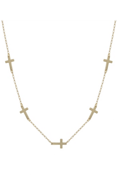 Multi Cross Necklace in Gold or Silver