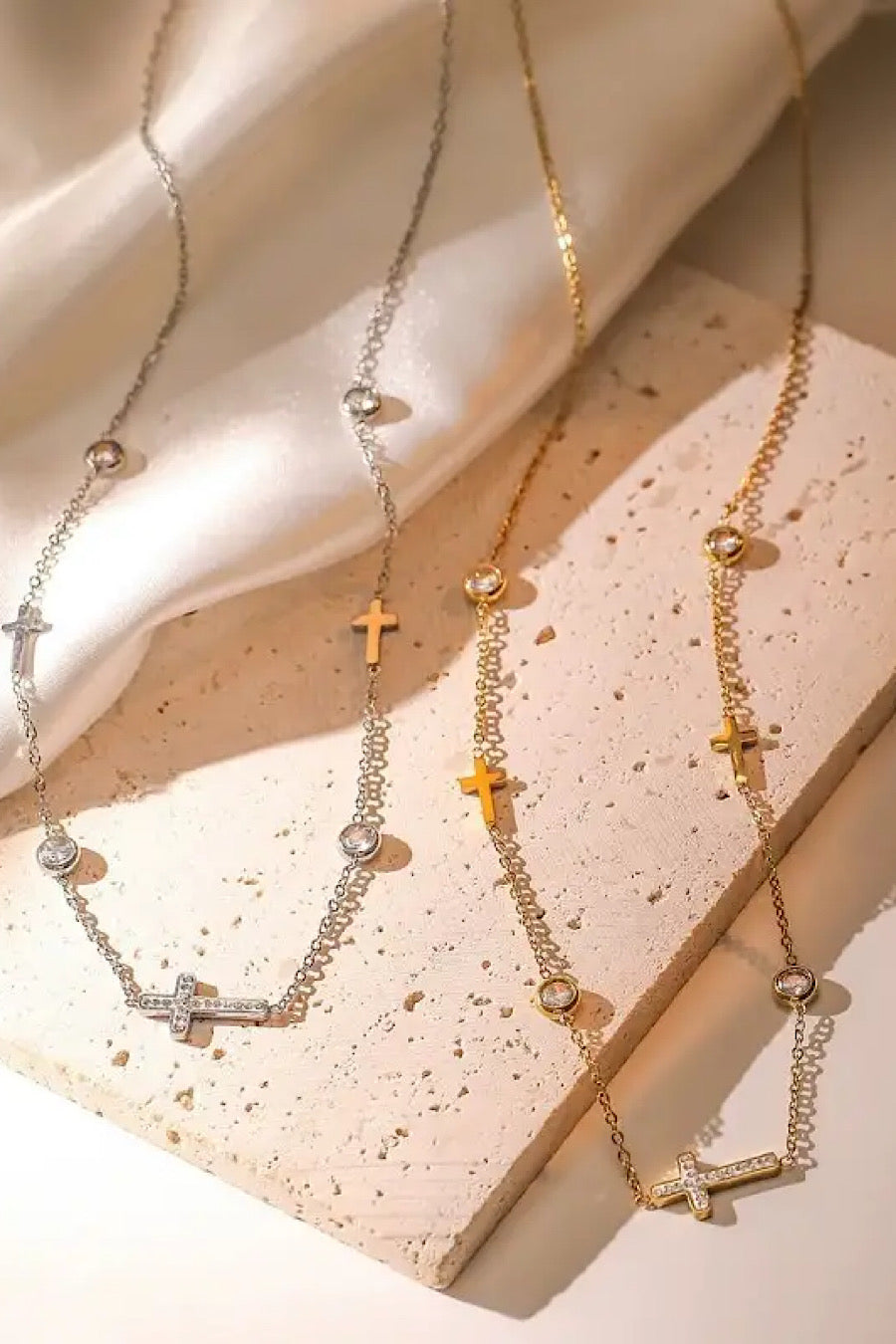 Multi Cross Necklace in Gold or Silver