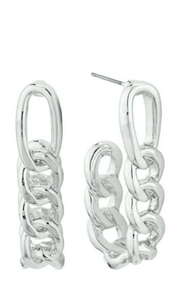 Chain Hoop Earrings Silver