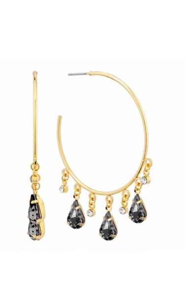 Hoop Earrings w/Black Crystals