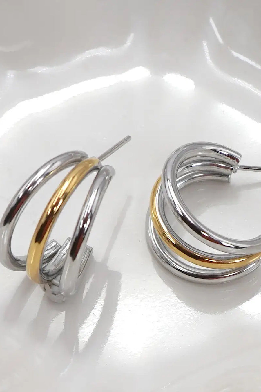 Two Tone Multi Hoop Earrings