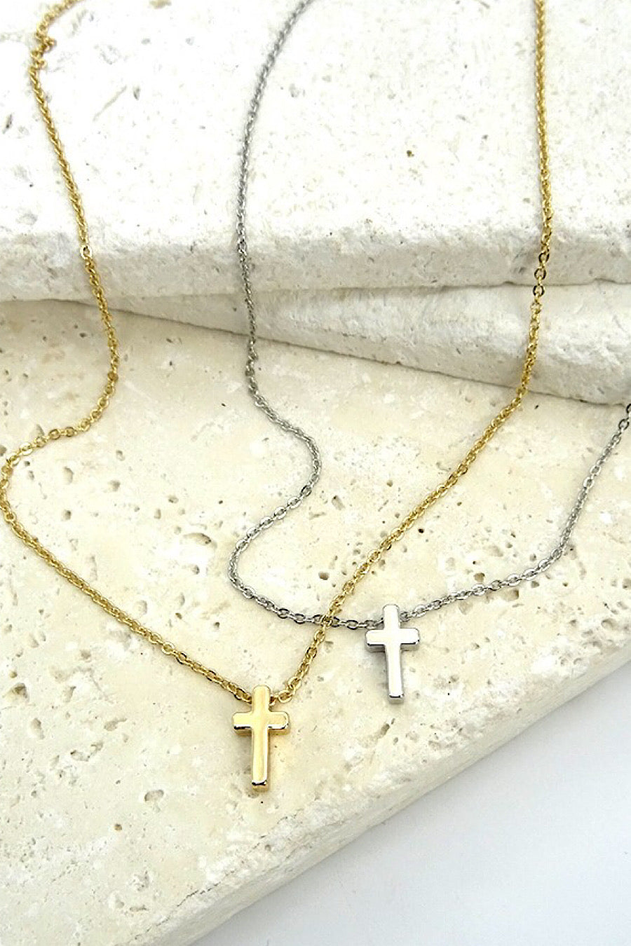 Classic Cross Necklace in Gold or Silver