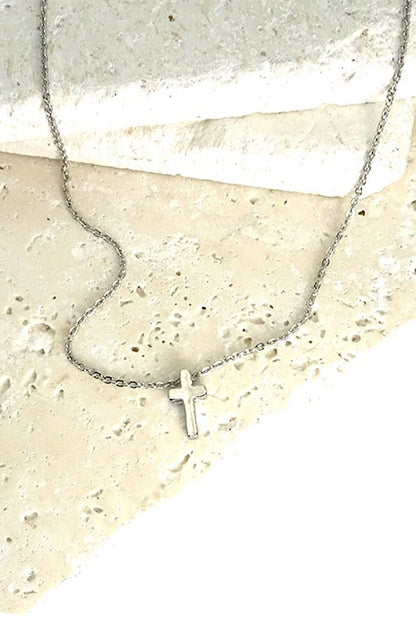 Classic Cross Necklace in Gold or Silver