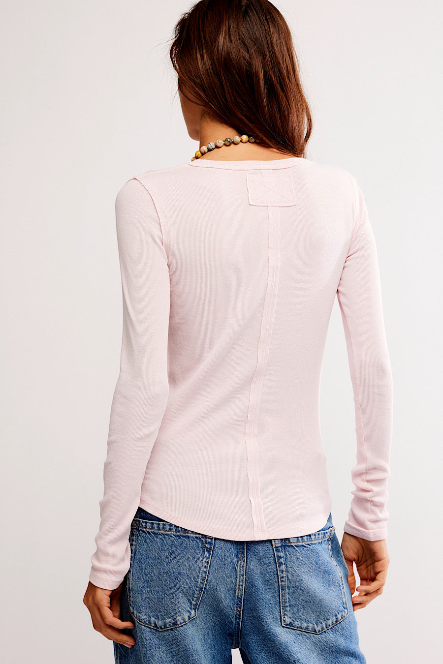 Free People Jamie Buttoned Henley Top Pink