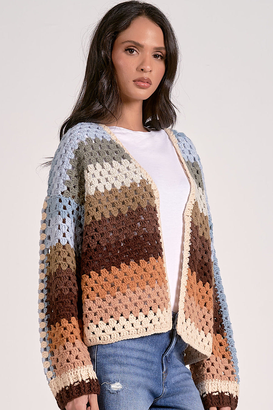 Sunset Hour Colored Stripe Knit Cardigan