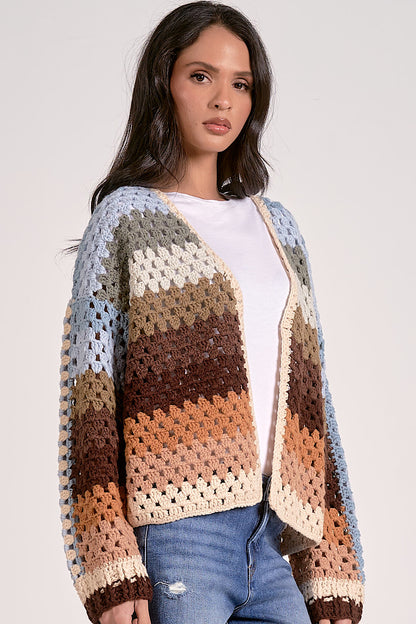 Sunset Hour Colored Stripe Knit Cardigan