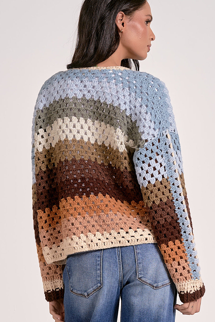 Sunset Hour Colored Stripe Knit Cardigan