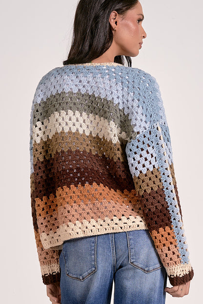 Sunset Hour Colored Stripe Knit Cardigan