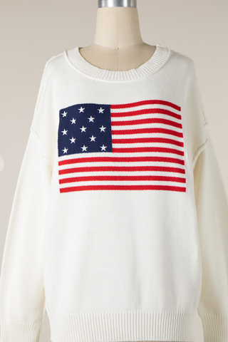 American Flag Sweater Ivory