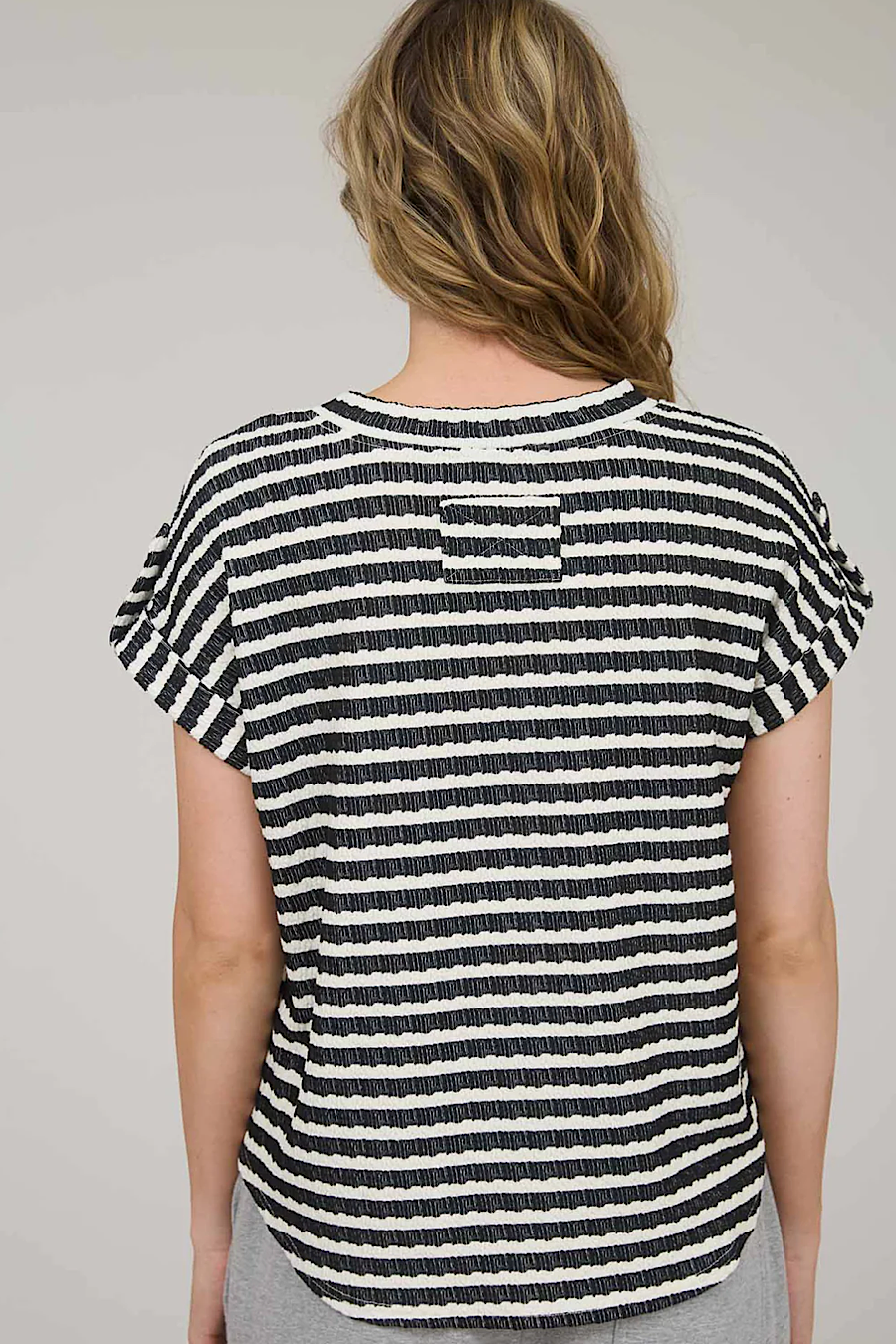 Between the Lines Textured Tab Sleeve Top