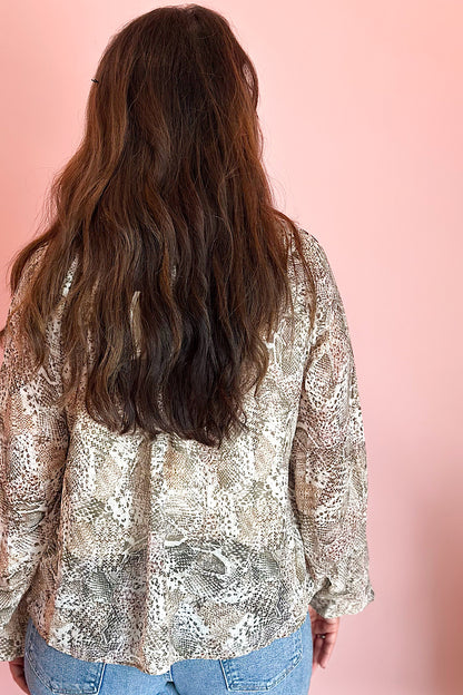 Everglades Snake Print Boho Chiffon Blouse