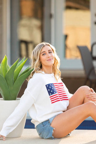 American Flag Sweater Ivory