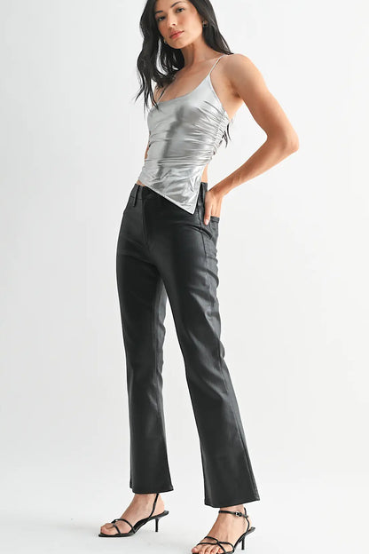 Rebel Ready Coated Slim Bootcut Jeans Black