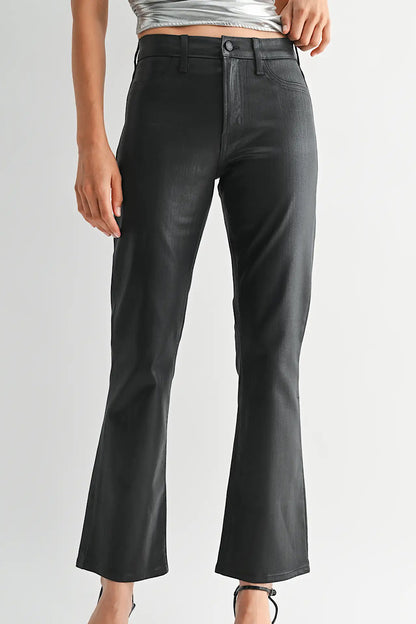 Rebel Ready Coated Slim Bootcut Jeans Black