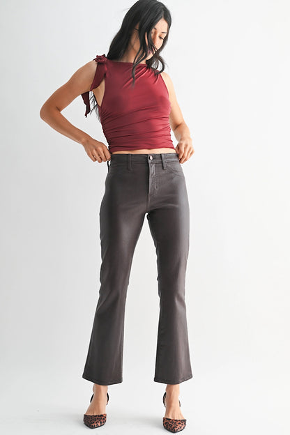 Rebel Ready Coated Slim Bootcut Jeans Expresso
