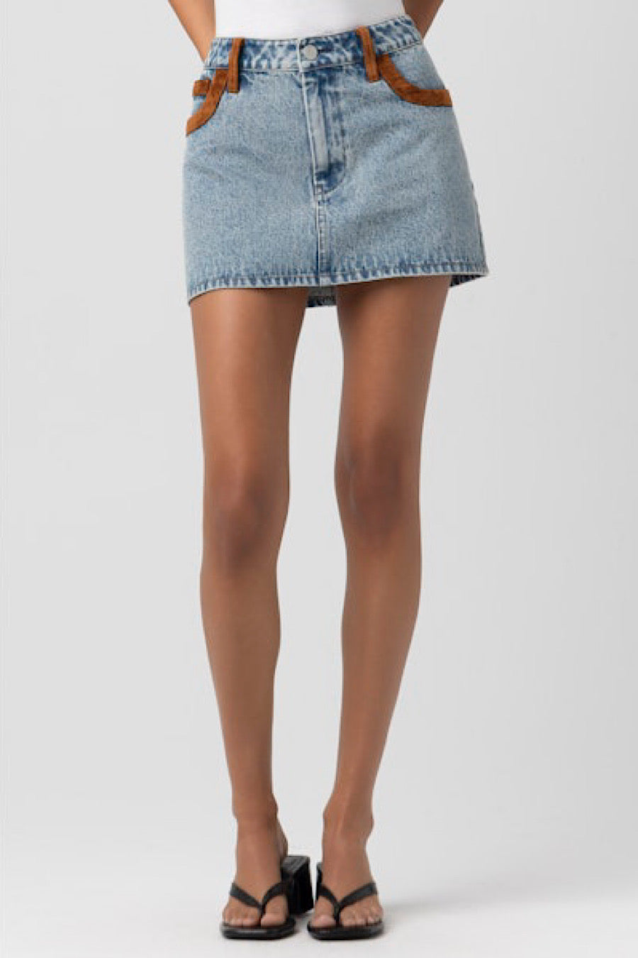 Blank NYC Rodeo Drive Suede &amp; Denim Mini Skirt
