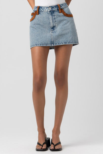 Blank NYC Rodeo Drive Suede &amp; Denim Mini Skirt