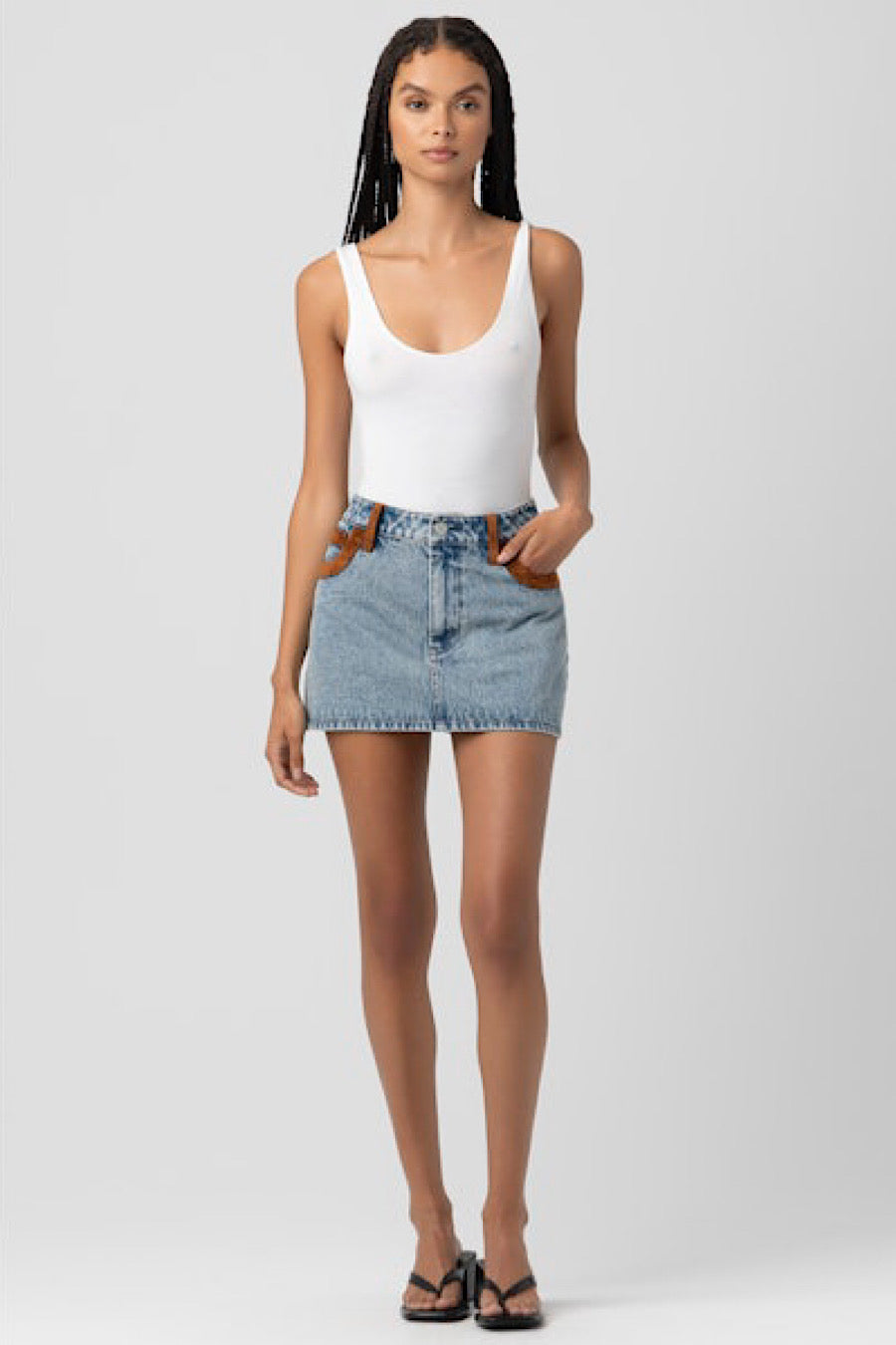 Blank NYC Rodeo Drive Suede &amp; Denim Mini Skirt