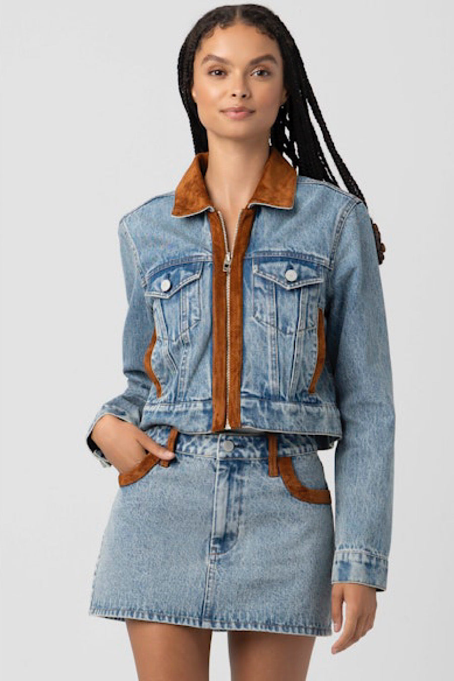 Blank NYC Rodeo Drive Suede &amp; Denim Jacket