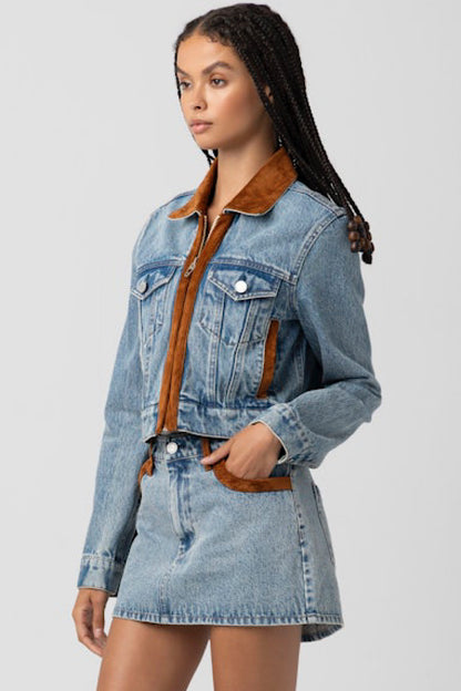 Blank NYC Rodeo Drive Suede &amp; Denim Jacket