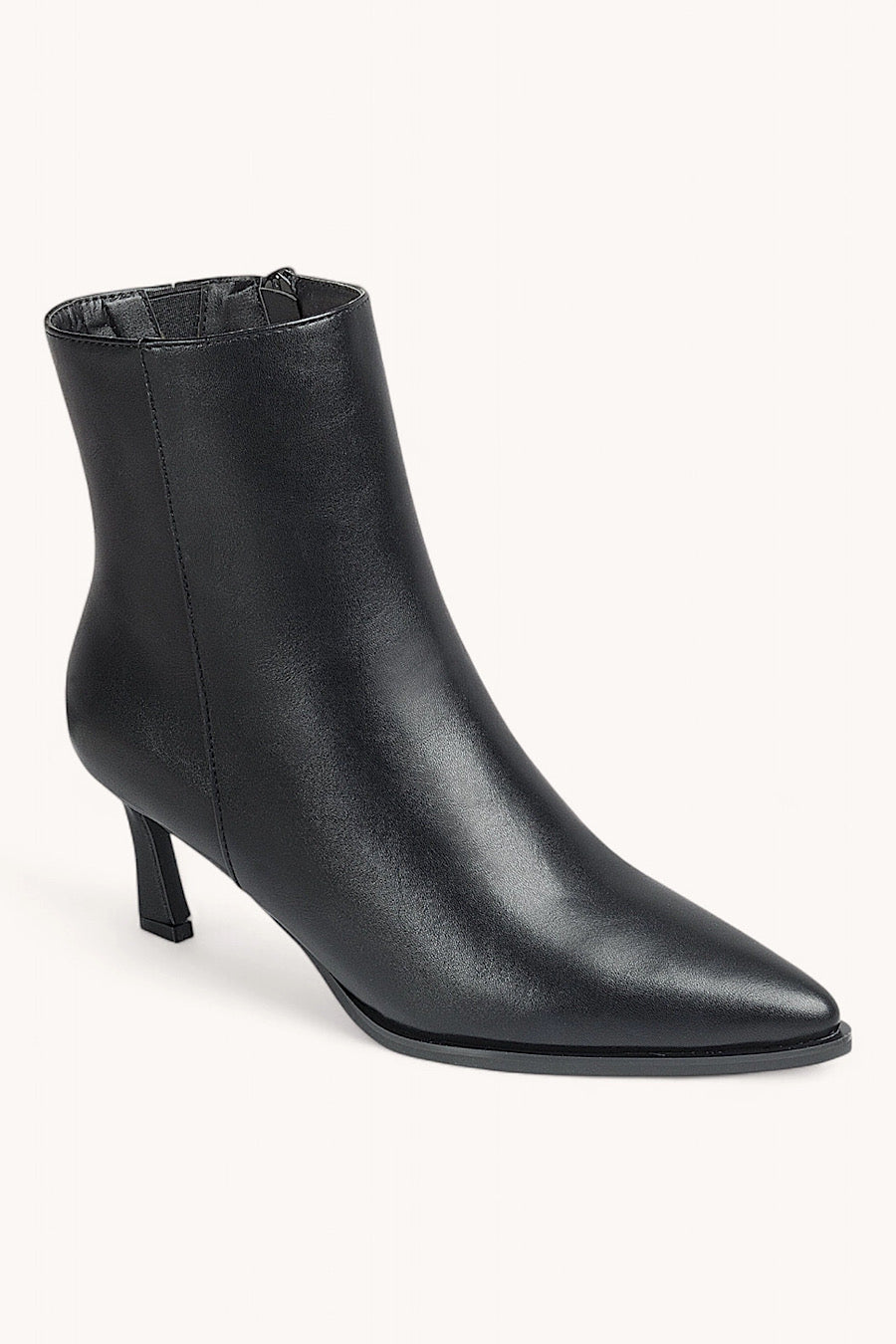 Cabernet Kitten Heel Pointed Toe Booties Black