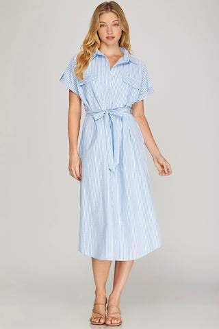 Anne Striped Shirt Dress Blue White