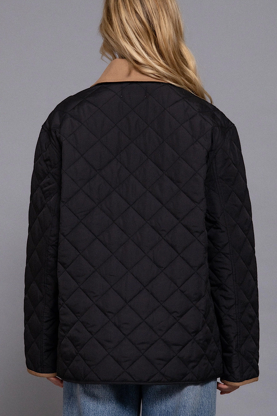 Stay Ready Quilted Barn Jacket Black &amp; Tan