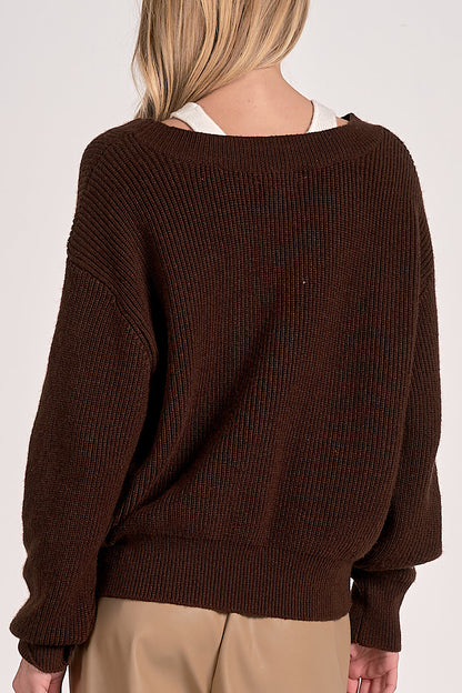 Rhodes Cutout Neckline Sweater Expresso